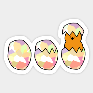 Chickens and Easter Eggs with a Baby Chick Sticker